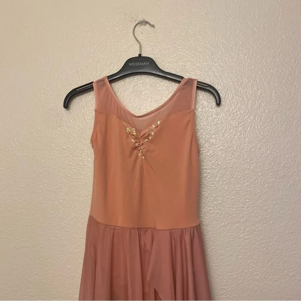 Dance Costume lyrical pink peach maxi dress Just Around Riverbend 14127 LC child